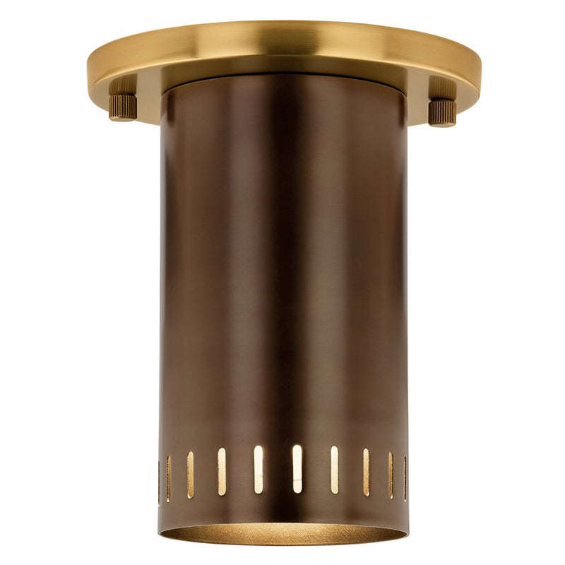 Kichler Ruehl 5.5in 1-Light Flush Mount | Modern Lacquered Bronze Brass | Entryway & Hallway Ambient | 5.5 x 6.75 in | Model 52842LBZ