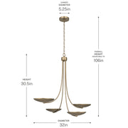 Kichler Palmela 32in 4-Light Chandelier | Modern Champagne Bronze Steel | Dining Room & Living Room | 30.5 in H | Model 52855CPZ