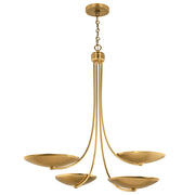 Kichler Palmela 32in 4-Light Chandelier | Modern Lacquered Brass and Metal Shade | Dining Room & Living Room | 30.5 in H | Model 52855LBR