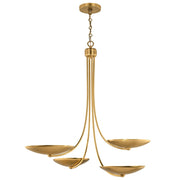 Kichler Palmela 32in 4-Light Chandelier | Modern Lacquered Brass and Metal Shade | Dining Room & Living Room | 30.5 in H | Model 52855LBR