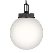 Kichler Andorra 11in 1-Light Pendant | Traditional Black Steel and Opal Glass Globe | Kitchen & Dining Room | 15 in H | Model 52866BK
