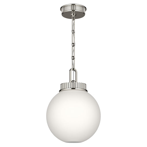 Kichler Andorra 11in 1-Light Pendant | Traditional Polished Nickel and Opal Glass | Kitchen Island & Dining Room | 15 in H | Model 52866PN