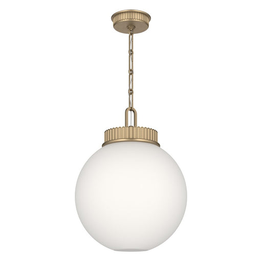 Kichler Andorra 15in 1-Light Pendant | Traditional Champagne Bronze and Satin Etched Opal Glass Globe | Kitchen Island & Dining Room | Model 52867CPZ