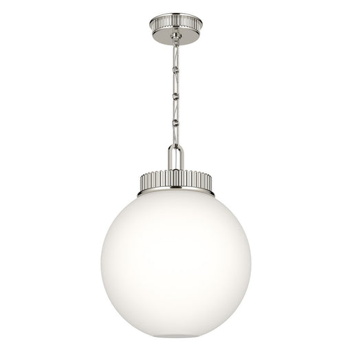 Kichler Andorra 15in 1-Light Pendant | Traditional Polished Nickel and Satin Etched Opal Glass | Kitchen Island & Dining Room | 19in H | Model 52867PN