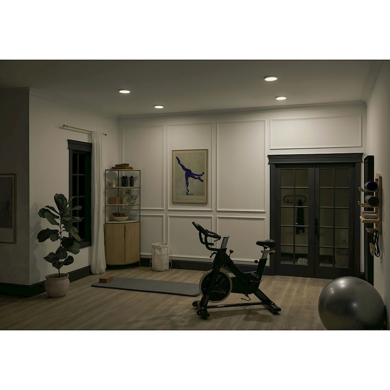 Kichler Ara 7in Round Recessed Downlight | White Plastic Edge-Lit LED | Bathroom & Covered Patio Ceiling Light | 950 Lumens 3000K | Model 53007WH30