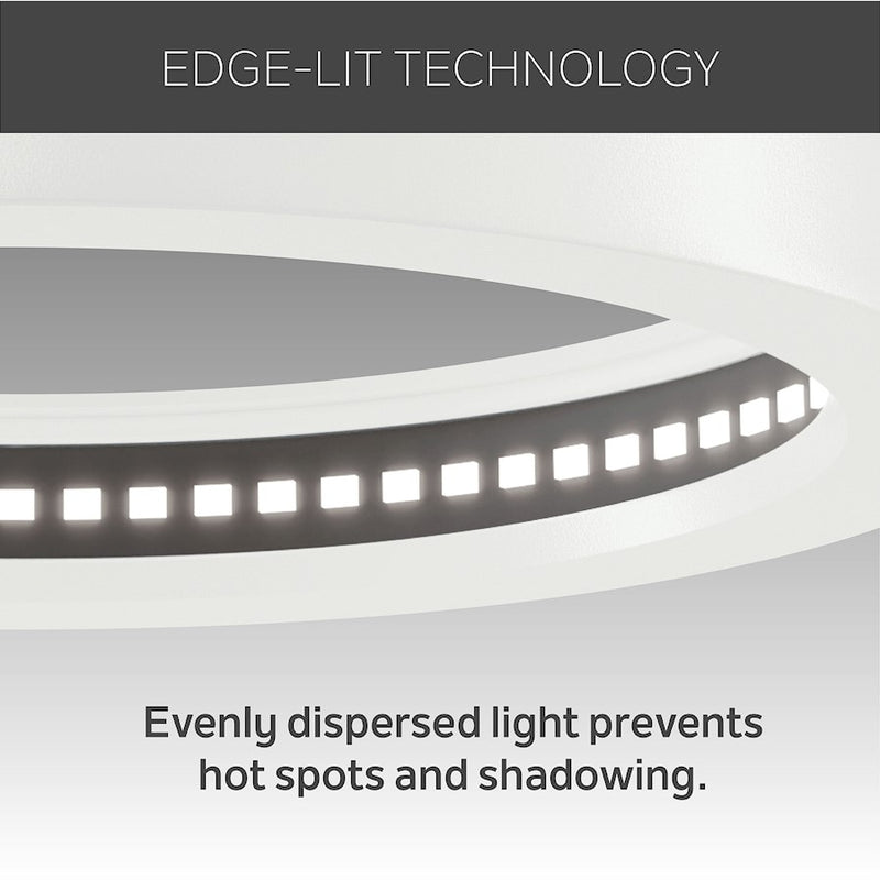 Kichler Ara 7in Round Recessed Downlight | White Plastic Edge-Lit LED | Bathroom & Covered Patio Ceiling Light | 950 Lumens 3000K | Model 53007WH30