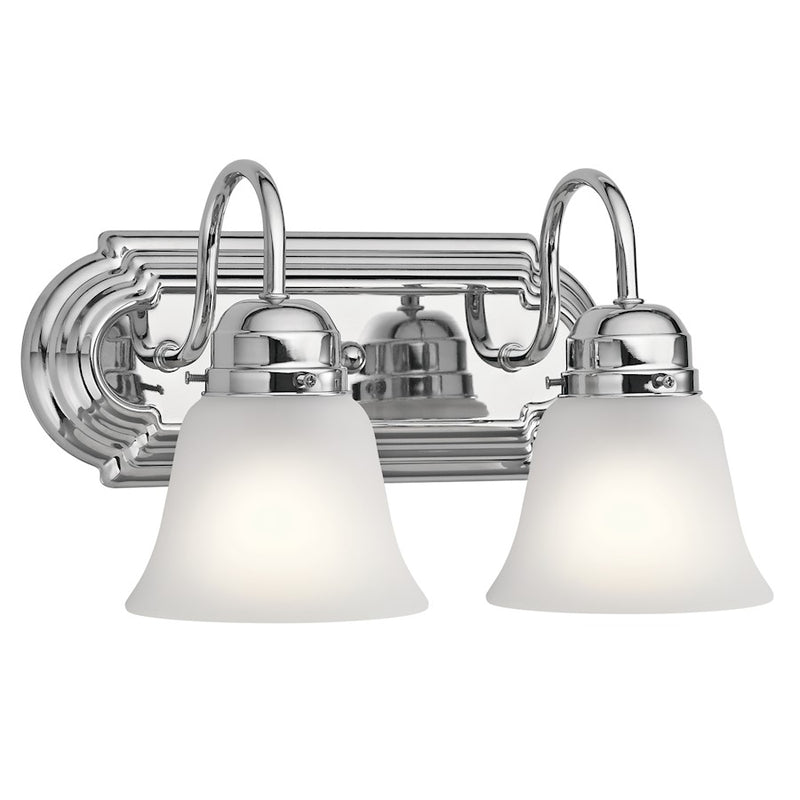 Kichler 2-Light Bath Vanity | Chrome Traditional | Bathroom & Powder Room | 8 x 12.25 x 8 in, Damp Rated | Model 5336CHS