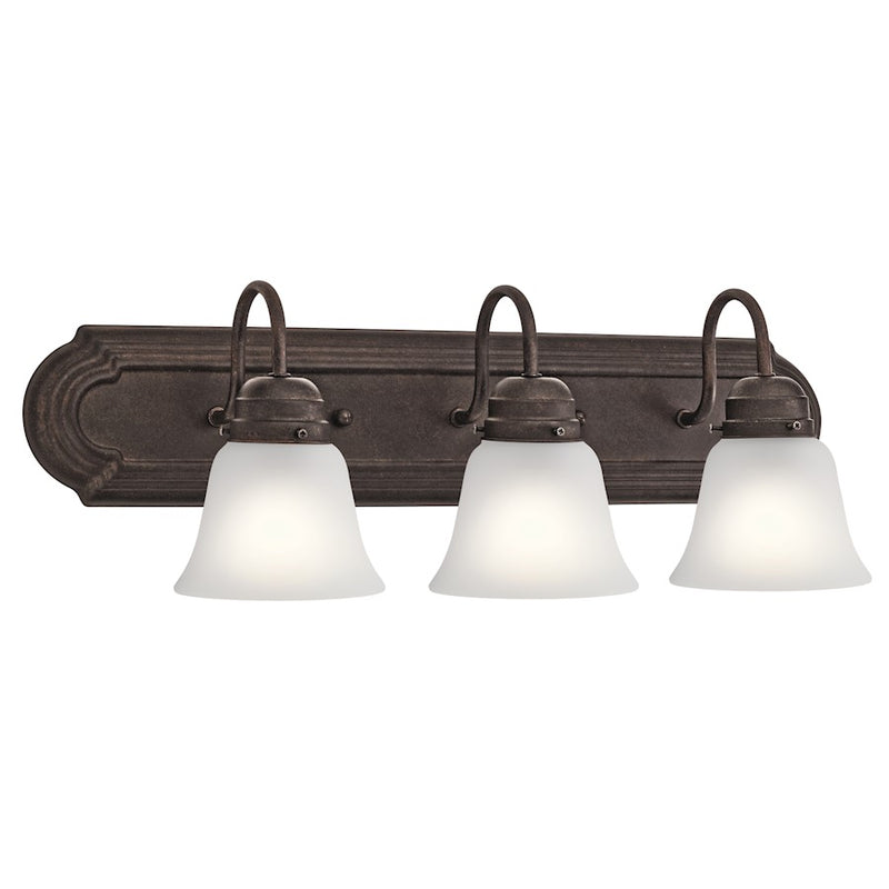 Kichler 3-Light Bath Vanity Light | Traditional Tannery Bronze | Bathroom Vanity & Hallway | 24 x 8 x 8 in | Model 5337TZS