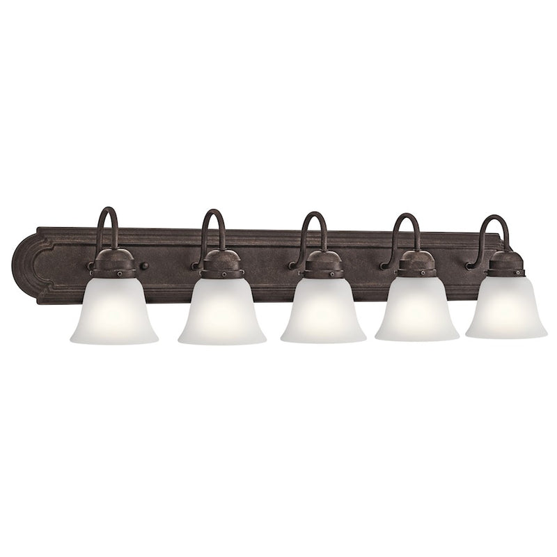 Kichler 5-Light Bath Vanity Light | Traditional Tannery Bronze | Bathroom & Powder Room | 36 x 8 x 8 in, Damp Rated | Model 5339TZS