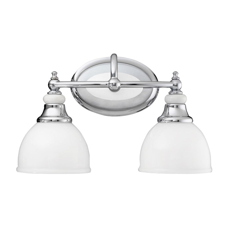 Kichler Pocelona 14.5in 2-Light Bath Vanity Light | Transitional Chrome and Cased Opal Glass | Bathroom Vanity | 14.5 x 9 x 6.25 in | Model 5368CH