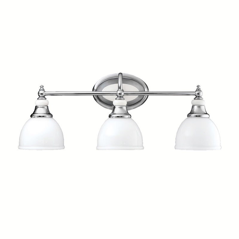 Kichler Pocelona 24in 3-Light Bath Vanity Light | Chrome and Cased Opal Glass | Bathroom Vanity | 24 x 9 in | Model 5369CH