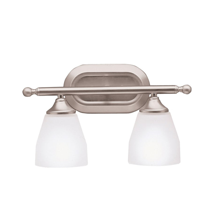 Kichler Ansonia 15in 2-Light Bath Vanity Light | Contemporary Brushed Nickel and Satin Etched Glass | Bathroom Vanity | 15 x 9 in | Model 5447NI