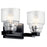 Kichler Vionnet 14.5in 2-Light Vanity Light | Contemporary Black Steel and Clear Glass | Bathroom Vanity Light | 14.5 x 7.5 x 6.75 in | Model 55011BK