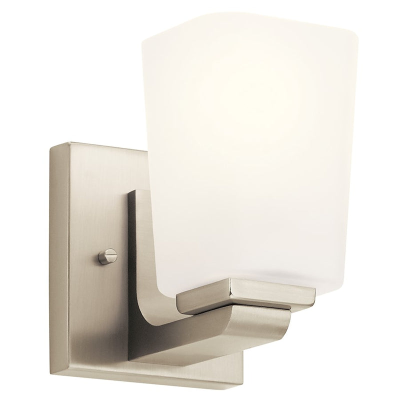 Kichler Roehm 1-Light Wall Sconce | Polished Nickel Steel | Bathroom Vanity & Hallway | 4.5 x 6.75 in | Model 55015PN