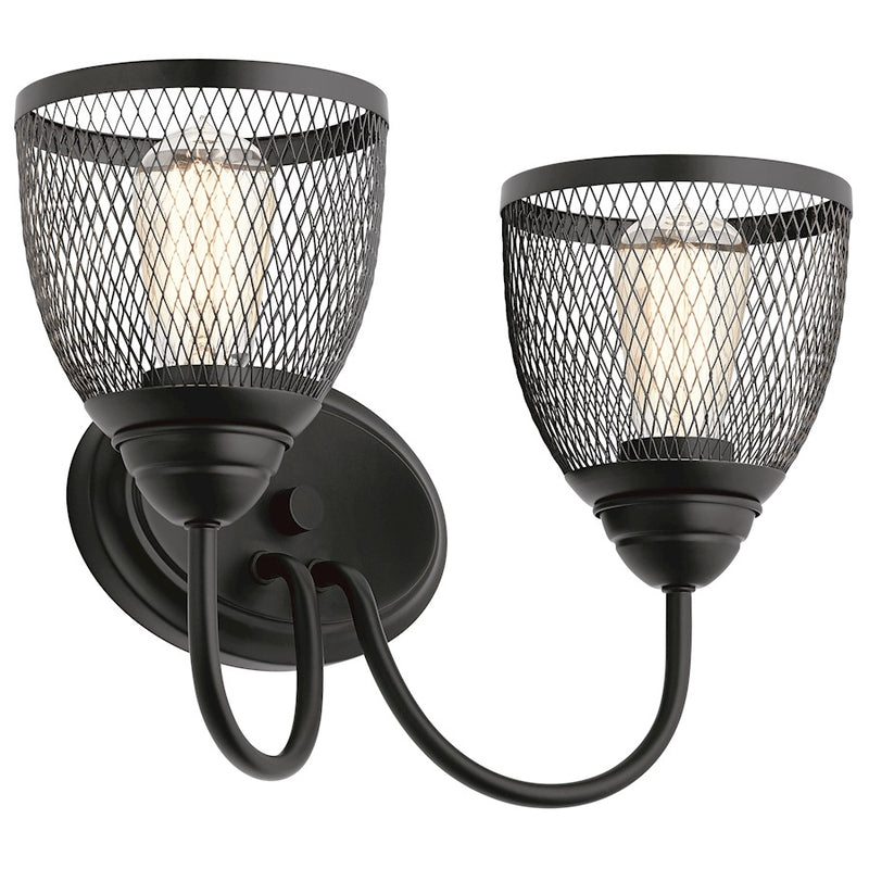 Kichler Voclain 32in 4-Light Vanity Light | Brushed Nickel Mesh Shade | Bathroom & Powder Room | 10 in H | Model 55044NI