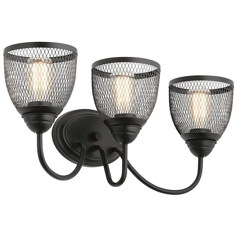 Kichler Voclain 32in 4-Light Vanity Light | Brushed Nickel Mesh Shade | Bathroom & Powder Room | 10 in H | Model 55044NI