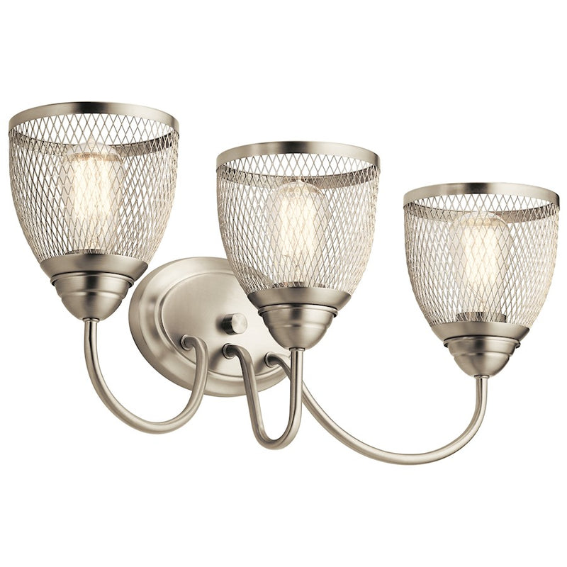 Kichler Voclain 32in 4-Light Vanity Light | Brushed Nickel Mesh Shade | Bathroom & Powder Room | 10 in H | Model 55044NI