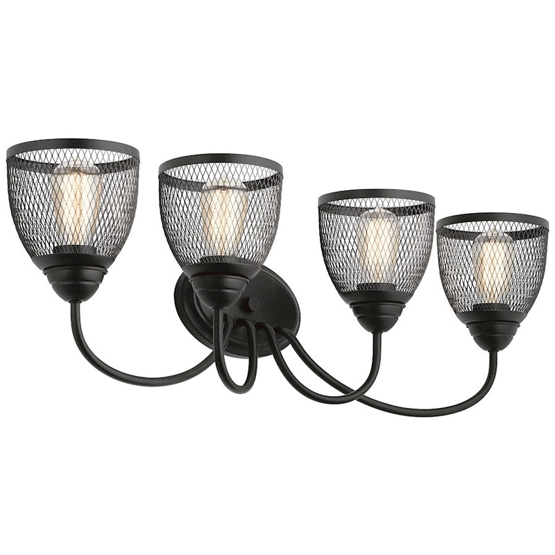 Kichler Voclain 32in 4-Light Vanity Light | Brushed Nickel Mesh Shade | Bathroom & Powder Room | 10 in H | Model 55044NI