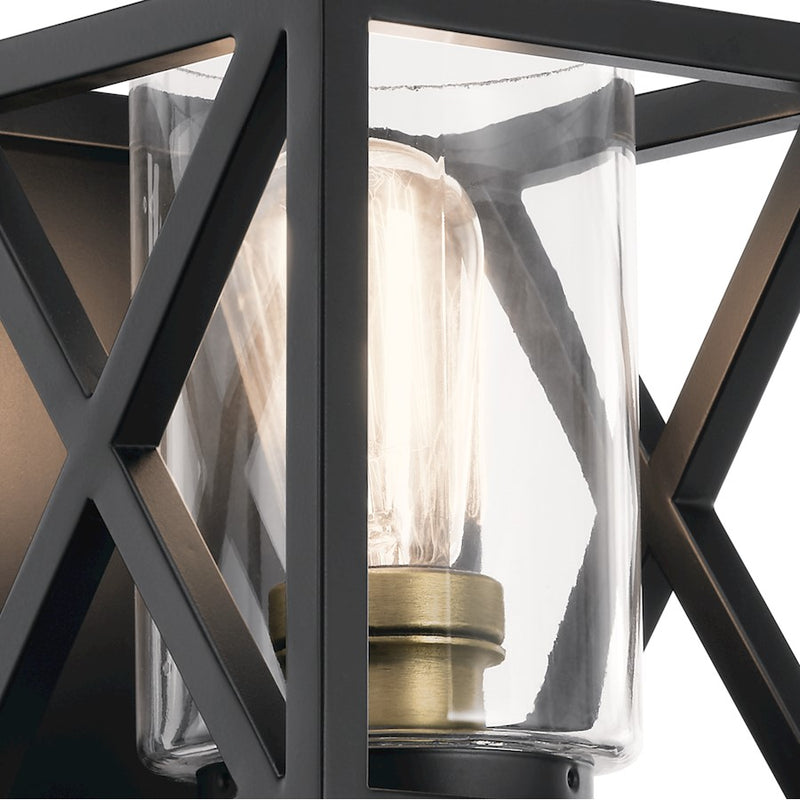 Kichler Moorgate 7in 1-Light Wall Sconce | Lodge Distressed Antique White Steel with Clear Glass | Hallway & Bedroom Accent | Model 55063DAW