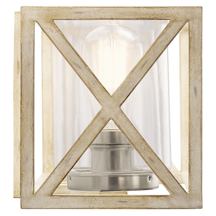 Kichler Moorgate 23in 3-Light Vanity Light | Distressed Antique White Steel and Clear Glass | Bathroom Vanity Light | 22.75 x 7.25 x 7.25 | Model 55065DAW