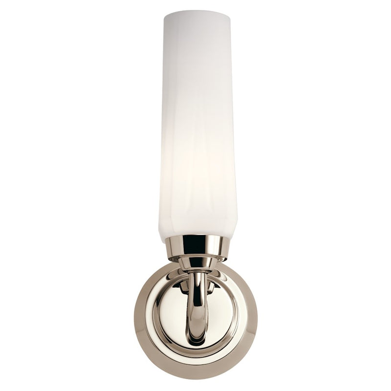 Kichler Truby 20.5in 2-Light Wall Sconce | Polished Nickel and Satin Etched Opal Glass | Bathroom Vanity & Hallway | W 20.5 x H 4.5 x | Model 55074PN