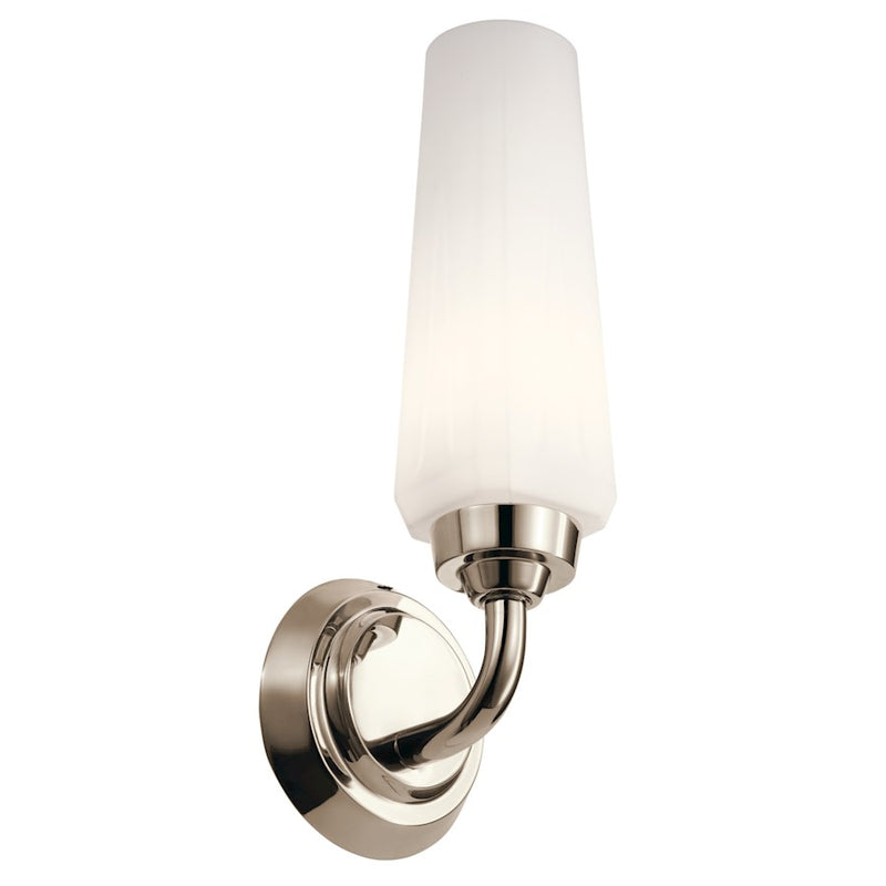 Kichler Truby 20.5in 2-Light Wall Sconce | Polished Nickel and Satin Etched Opal Glass | Bathroom Vanity & Hallway | W 20.5 x H 4.5 x | Model 55074PN