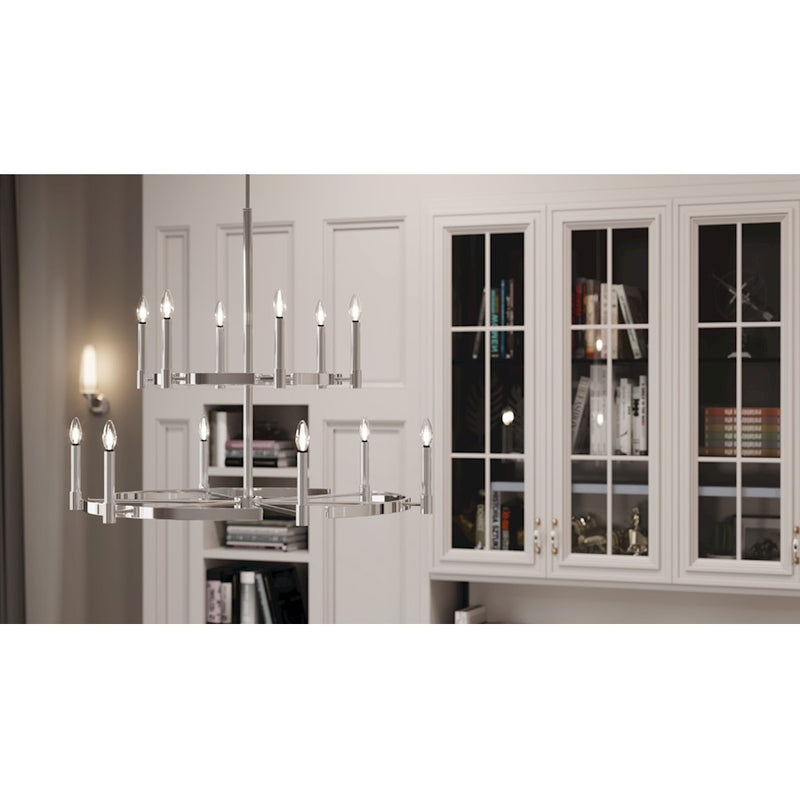 Kichler Truby 20.5in 2-Light Wall Sconce | Polished Nickel and Satin Etched Opal Glass | Bathroom Vanity & Hallway | W 20.5 x H 4.5 x | Model 55074PN