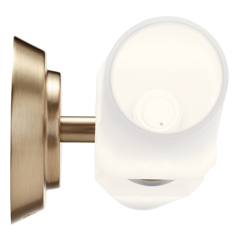 Kichler Truby 2-Light Wall Sconce | Champagne Bronze Steel and Satin Etched Cased Opal Glass | Bathroom Vanity & Hallway Accent | Model 55074CPZ