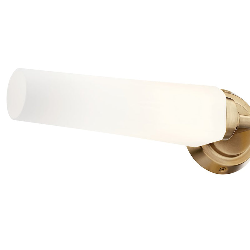 Kichler Truby 26in 2-Light Vanity Light | Champagne Bronze Steel & Satin Etched Opal Glass | Bathroom Vanity | 26 x 4 in | Model 55075CPZ