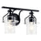Kichler Everett 16in 2-Light Vanity Light | Industrial Black & Clear Glass | Bathroom Vanity Light | 75W Each, Incandescent, Damp Rated | Model 55078BK