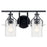 Kichler Everett 16in 2-Light Vanity Light | Industrial Black & Clear Glass | Bathroom Vanity Light | 75W Each, Incandescent, Damp Rated | Model 55078BK