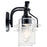 Kichler Everett 16in 2-Light Vanity Light | Industrial Black & Clear Glass | Bathroom Vanity Light | 75W Each, Incandescent, Damp Rated | Model 55078BK