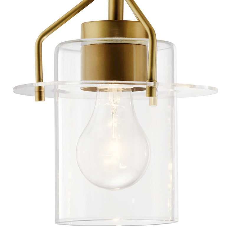 Kichler Everett 34in 4-Light Vanity Light | Brushed Brass Steel with Clear Glass | Bathroom Vanity & Powder Room Light | 4x75W A19 | Model 55080NBR