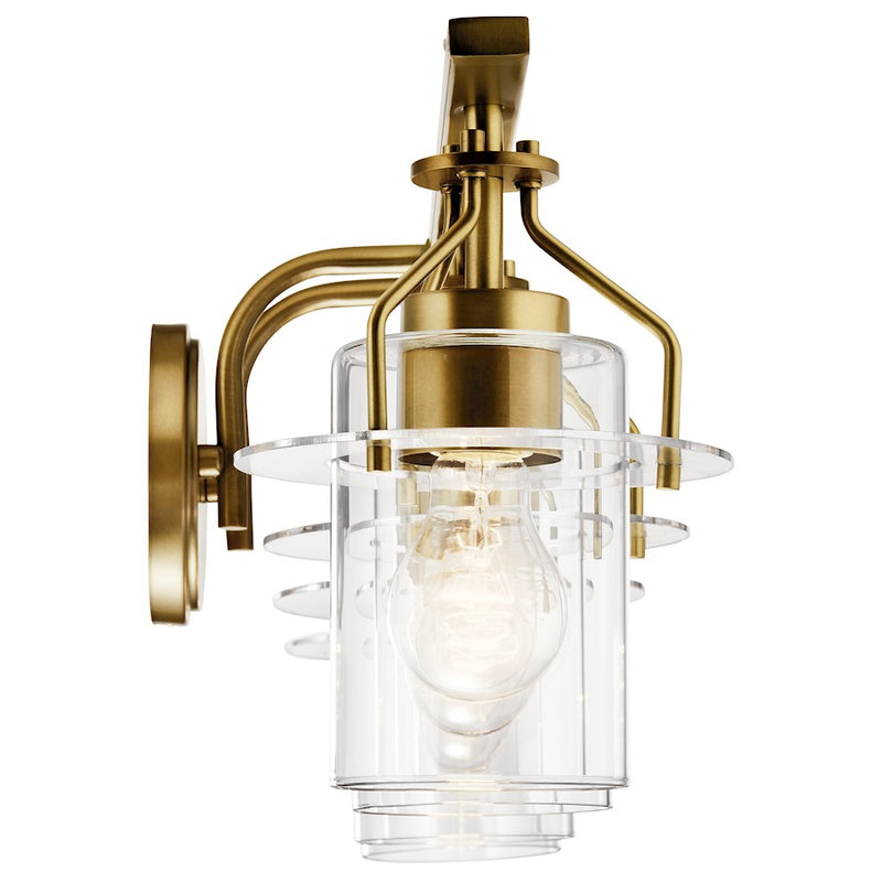 Kichler Everett 34in 4-Light Vanity Light | Brushed Brass Steel with Clear Glass | Bathroom Vanity & Powder Room Light | 4x75W A19 | Model 55080NBR