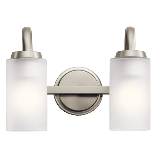 Kichler Kennewick 2-Light Bath Vanity | Traditional Brushed Nickel Steel | Bathroom Vanity & Powder Room | 13.25 x 6.75 x 9.75 in, Damp | Model 55086NI