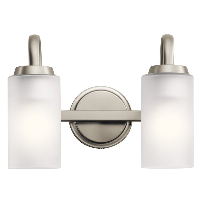 Kichler Kennewick 2-Light Bath Vanity | Traditional Brushed Nickel Steel | Bathroom Vanity & Powder Room | 13.25 x 6.75 x 9.75 in, Damp | Model 55086NI