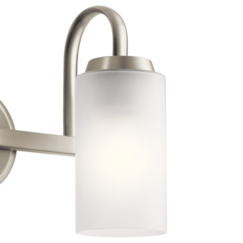 Kichler Kennewick 2-Light Bath Vanity | Traditional Brushed Nickel Steel | Bathroom Vanity & Powder Room | 13.25 x 6.75 x 9.75 in, Damp | Model 55086NI