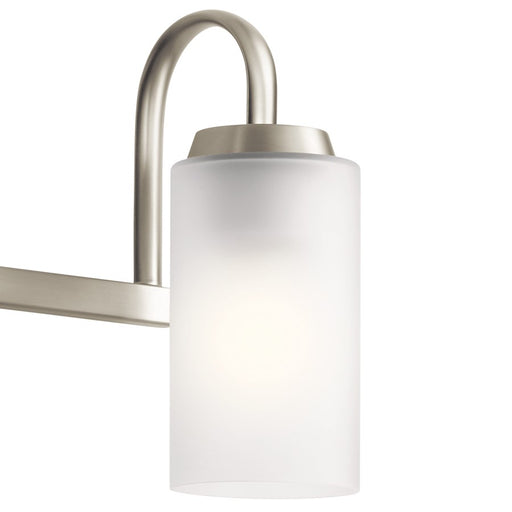 Kichler Kennewick 22.75in 3-Light Vanity Light | Traditional Brushed Nickel Steel and Etched Glass | Bathroom Vanity | 22.75 x 6.75 x 9.75 | Model 55087NI