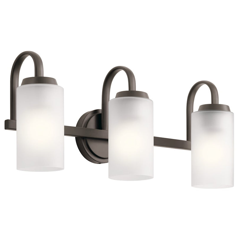 Kichler Kennewick 23in 3-Light Vanity Light | Traditional Olde Bronze Steel | Bathroom & Powder Room | 23 x 10 x 7 in | Model 55087OZ