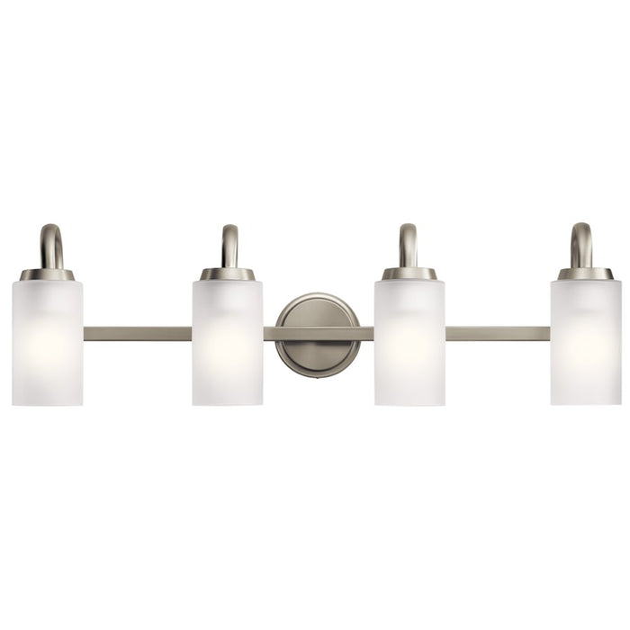 Kichler Kennewick 32in 4-Light Vanity Light | Brushed Nickel Steel & Clear Satin Etched Glass | Bathroom & Vanity Lighting | Model 55088NI