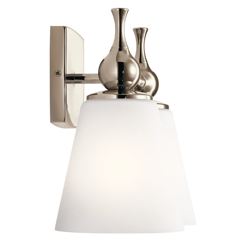 Kichler Cosabella 15in 2-Light Vanity Light | Soft Contemporary Black Steel and Etched White Glass | Bathroom Vanity | Model 55091BK