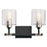 Kichler Harvan 15in 2-Light Vanity Light | Industrial Black Steel and Clear Ribbed Glass | Bathroom Vanity Light | 15 x 9.55 x 6.5 in | Model 55106BK
