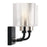 Kichler Harvan 15in 2-Light Vanity Light | Industrial Black Steel and Clear Ribbed Glass | Bathroom Vanity Light | 15 x 9.55 x 6.5 in | Model 55106BK