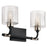 Kichler Harvan 15in 2-Light Vanity Light | Industrial Black Steel and Clear Ribbed Glass | Bathroom Vanity Light | 15 x 9.55 x 6.5 in | Model 55106BK