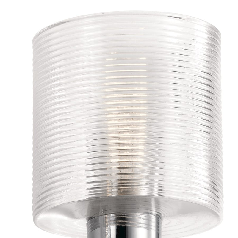 Kichler Harvan 15in 2-Light Vanity Light | Industrial Black Steel and Clear Ribbed Glass | Bathroom Vanity Light | 15 x 9.55 x 6.5 in | Model 55106BK