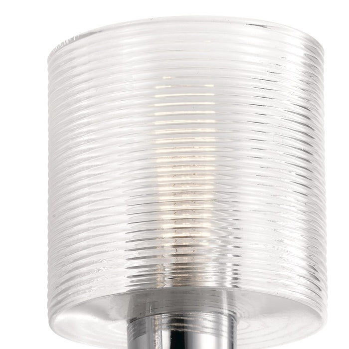 Kichler Harvan 15in 2-Light Vanity Light | Industrial Black Steel and Clear Ribbed Glass | Bathroom Vanity Light | 15 x 9.55 x 6.5 in | Model 55106BK