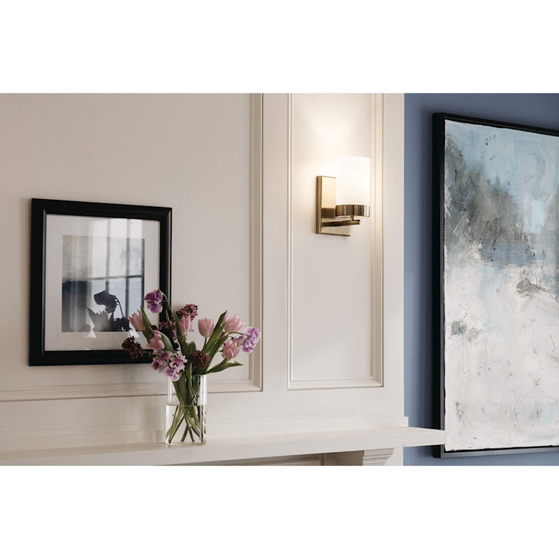 Kichler Ciona 1-Light Wall Sconce | Art Deco Polished Nickel Steel | Living Room & Hallway Accent | 5 x 9 in | Model 55110PN