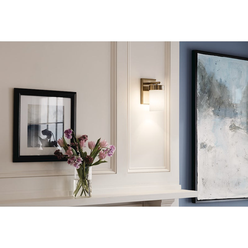 Kichler Ciona 1-Light Wall Sconce | Art Deco Polished Nickel Steel | Living Room & Hallway Accent | 5 x 9 in | Model 55110PN