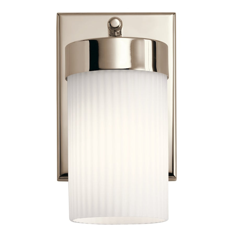 Kichler Ciona 1-Light Wall Sconce | Art Deco Polished Nickel Steel | Living Room & Hallway Accent | 5 x 9 in | Model 55110PN
