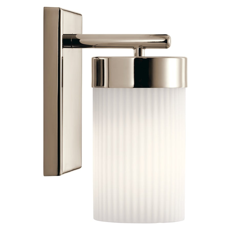 Kichler Ciona 1-Light Wall Sconce | Art Deco Polished Nickel Steel | Living Room & Hallway Accent | 5 x 9 in | Model 55110PN